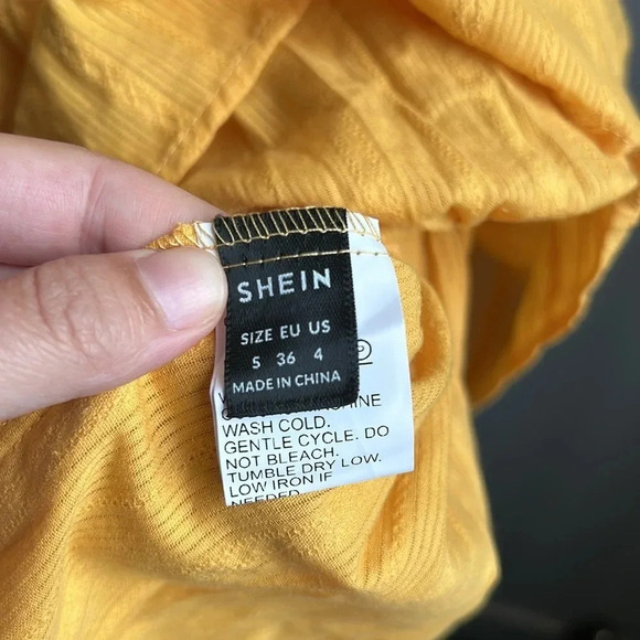 SHEIN Sundress Yellow Gold | V Neck Sundress | Yellow Sundress | Gold Sundress - Picture 8 of 9